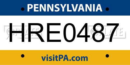 HRE0487 Pennsylvania License Plate