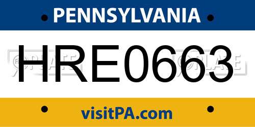 HRE0663 Pennsylvania License Plate