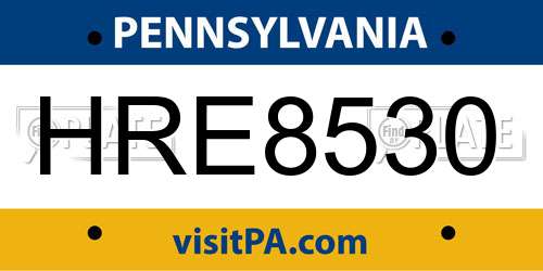 HRE8530 Pennsylvania License Plate