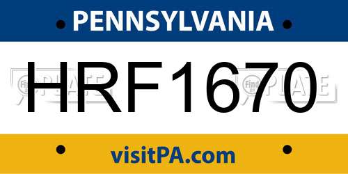 HRF1670 Pennsylvania License Plate