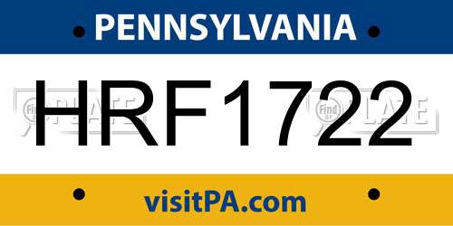 HRF1722 Pennsylvania License Plate