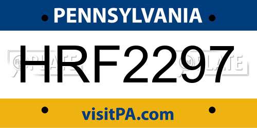 HRF2297 Pennsylvania License Plate