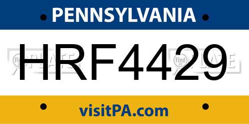 HRF4429 Pennsylvania License Plate