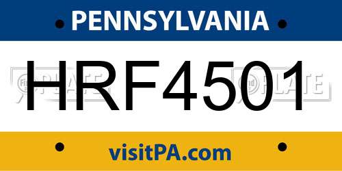 HRF4501 Pennsylvania License Plate