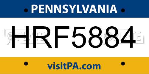 HRF5884 Pennsylvania License Plate