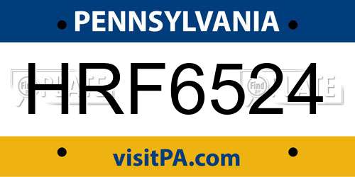 HRF6524 Pennsylvania License Plate