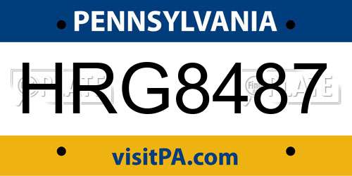 HRG8487 Pennsylvania License Plate