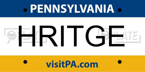HRITGE Pennsylvania License Plate