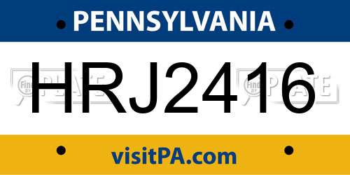 HRJ2416 Pennsylvania License Plate
