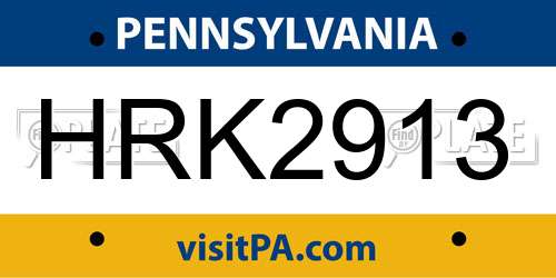 HRK2913 Pennsylvania License Plate