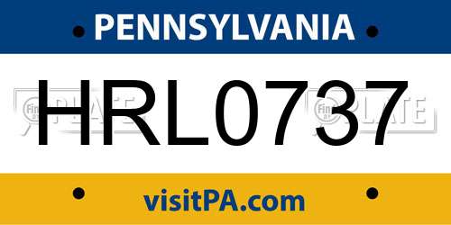 HRL0737 Pennsylvania License Plate