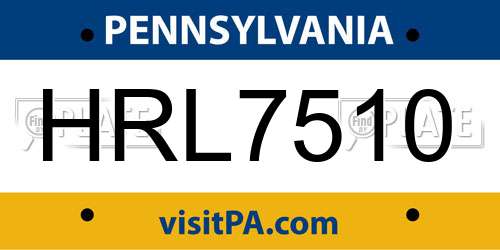 HRL7510 Pennsylvania License Plate