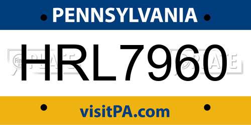 HRL7960 Pennsylvania License Plate
