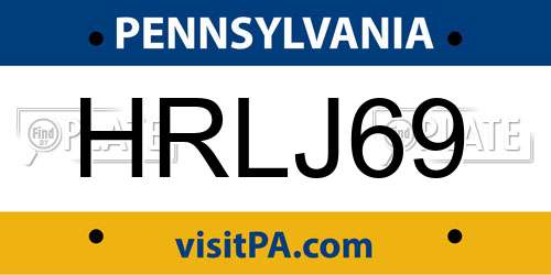 HRLJ69 Pennsylvania License Plate