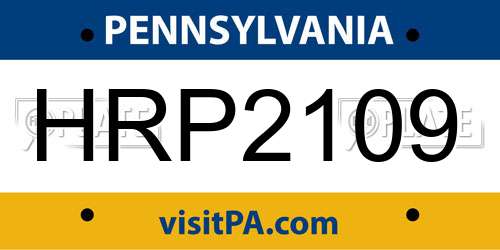 HRP2109 Pennsylvania License Plate