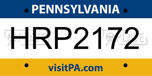 HRP2172 Pennsylvania License Plate