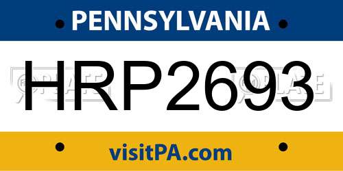 HRP2693 Pennsylvania License Plate