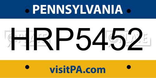 HRP5452 Pennsylvania License Plate