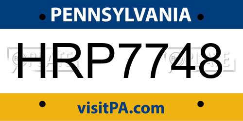 HRP7748 Pennsylvania License Plate