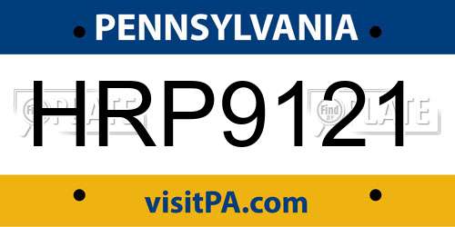 HRP9121 Pennsylvania License Plate