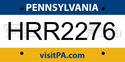 HRR2276 Pennsylvania License Plate