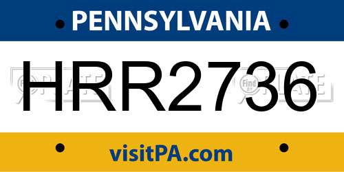 HRR2736 Pennsylvania License Plate