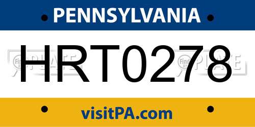 HRT0278 Pennsylvania License Plate