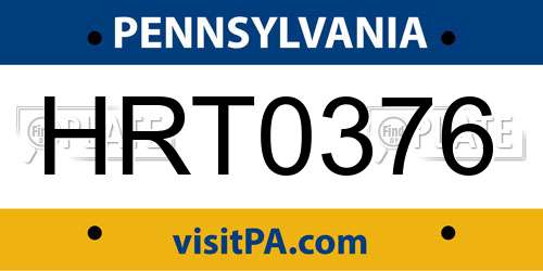 HRT0376 Pennsylvania License Plate