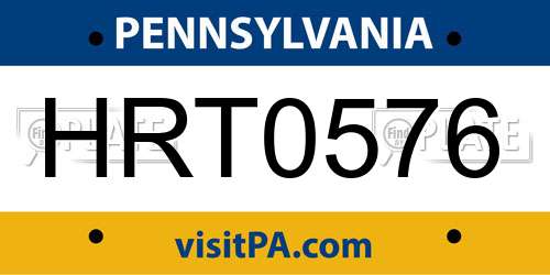 HRT0576 Pennsylvania License Plate