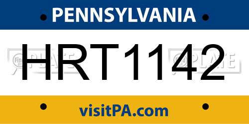HRT1142 Pennsylvania License Plate