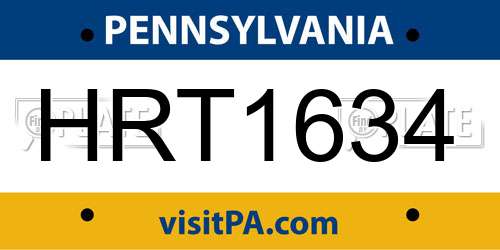 HRT1634 Pennsylvania License Plate
