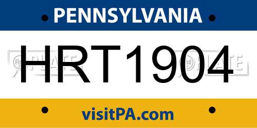 HRT1904 Pennsylvania License Plate
