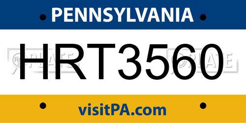 HRT3560 Pennsylvania License Plate