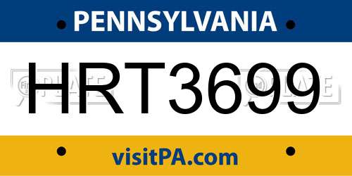 HRT3699 Pennsylvania License Plate