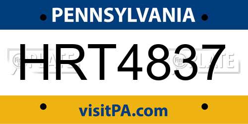 HRT4837 Pennsylvania License Plate