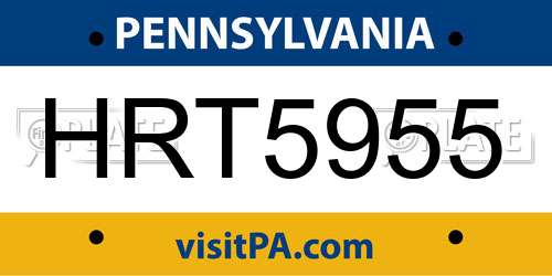 HRT5955 Pennsylvania License Plate