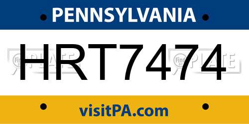 HRT7474 Pennsylvania License Plate