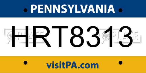 HRT8313 Pennsylvania License Plate