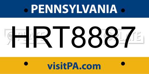 HRT8887 Pennsylvania License Plate