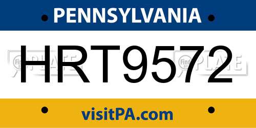 HRT9572 Pennsylvania License Plate