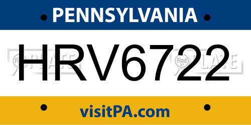 HRV6722 Pennsylvania License Plate