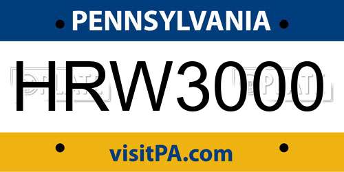 HRW3000 Pennsylvania License Plate