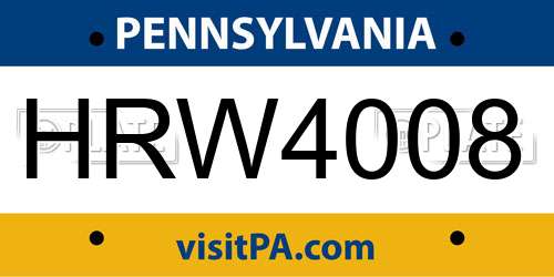 HRW4008 Pennsylvania License Plate