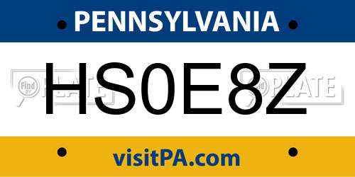 HS0E8Z Pennsylvania License Plate