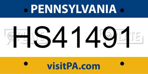 HS41491 Pennsylvania License Plate