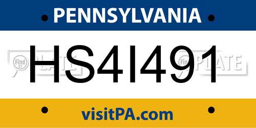 HS4I491 Pennsylvania License Plate