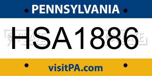 HSA1886 Pennsylvania License Plate