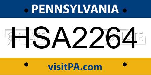 HSA2264 Pennsylvania License Plate