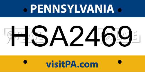 HSA2469 Pennsylvania License Plate