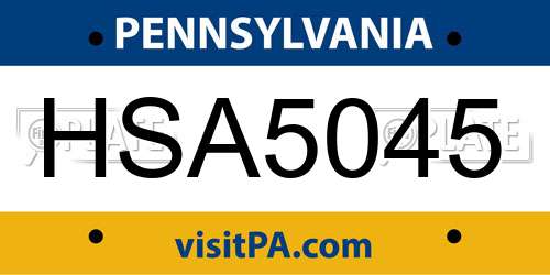 HSA5045 Pennsylvania License Plate